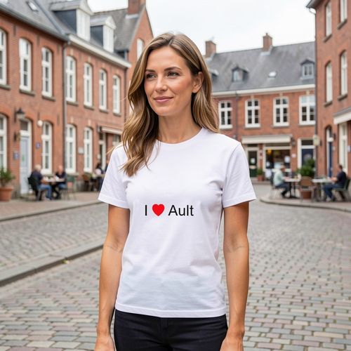 Photo portée du T-shirt I love ault en décor Ault