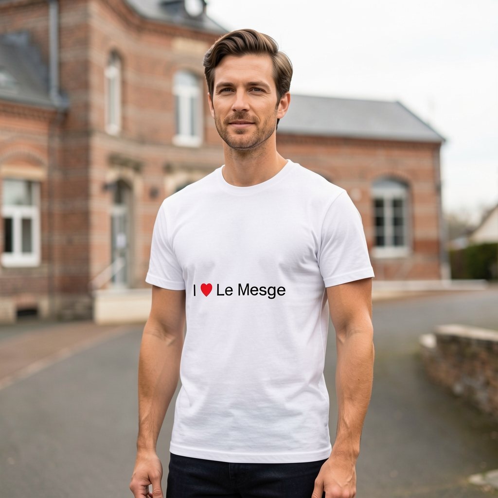 Photo portée du T-shirt I love le mesge en décor Le Mesge