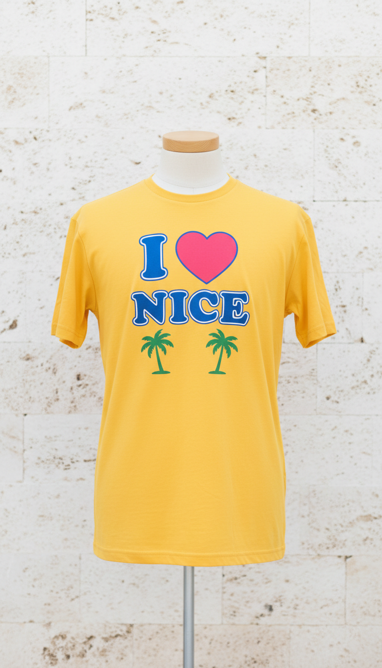 T-shirt 'I Love Nice' jaune soleil