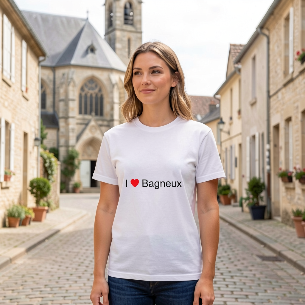 Photo portée du T-shirt I love bagneux en décor Bagneux