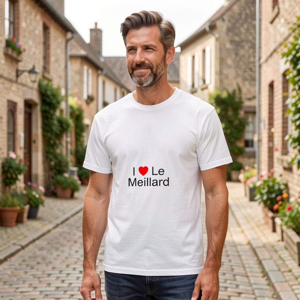 Photo portée du T-shirt I love le meillard en décor le meillard