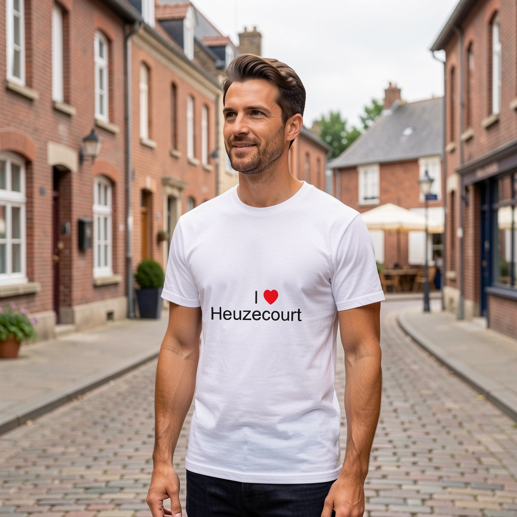 Photo portée du T-shirt I love heuzecourt en décor Heuzecourt