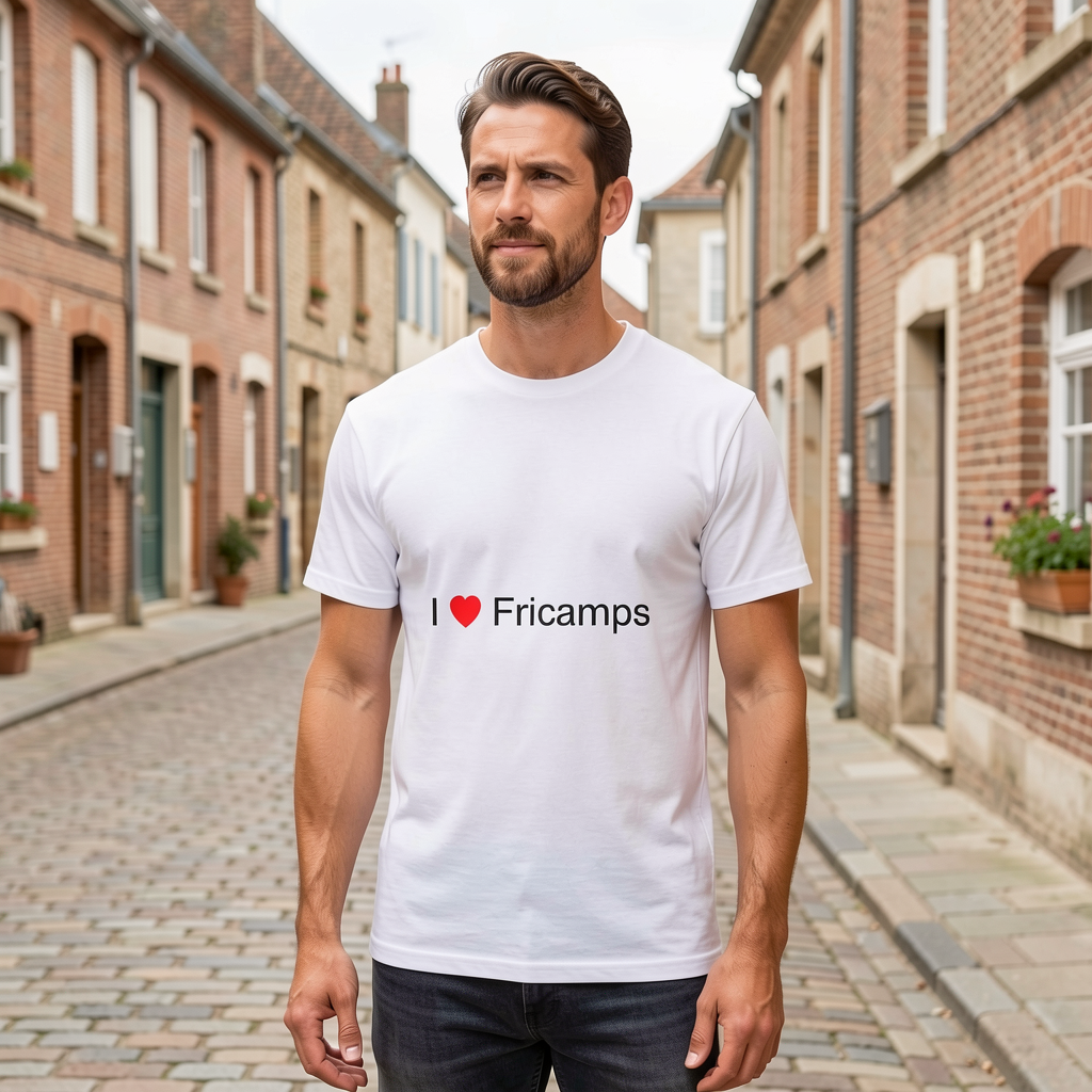 Photo portée du T-shirt I love fricamps en décor Fricamps