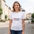 Photo portée du T-shirt I love auvers-sur-oise en décor Auvers Sur Oise