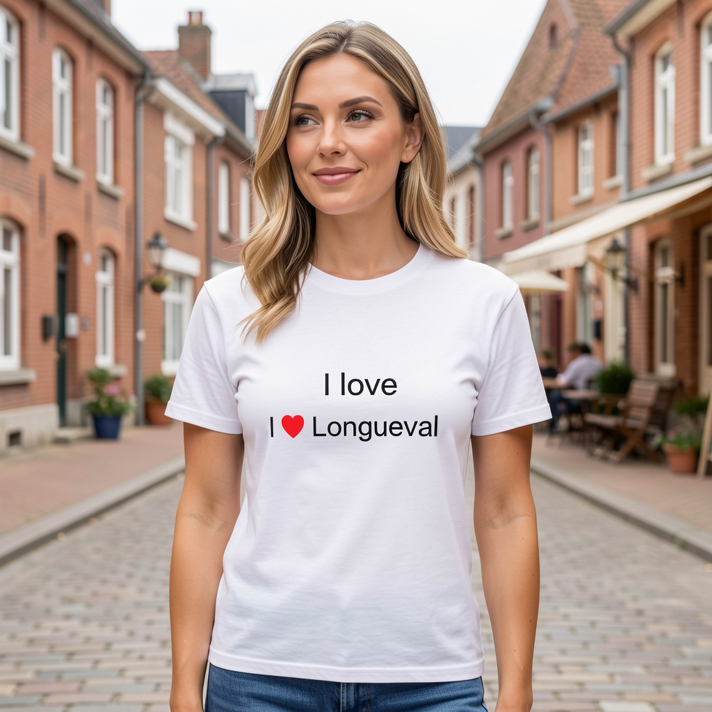 Photo portée du T-shirt I love longueval en décor Longueval