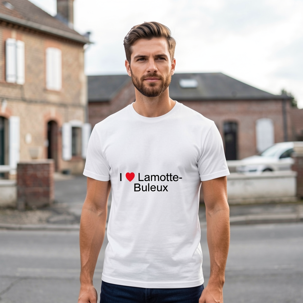 Photo portée du T-shirt I love lamotte-buleux en décor Lamotte Buleux