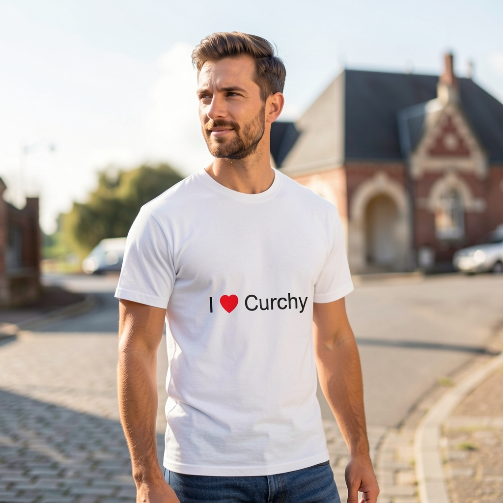 Photo portée du T-shirt I love curchy en décor Curchy