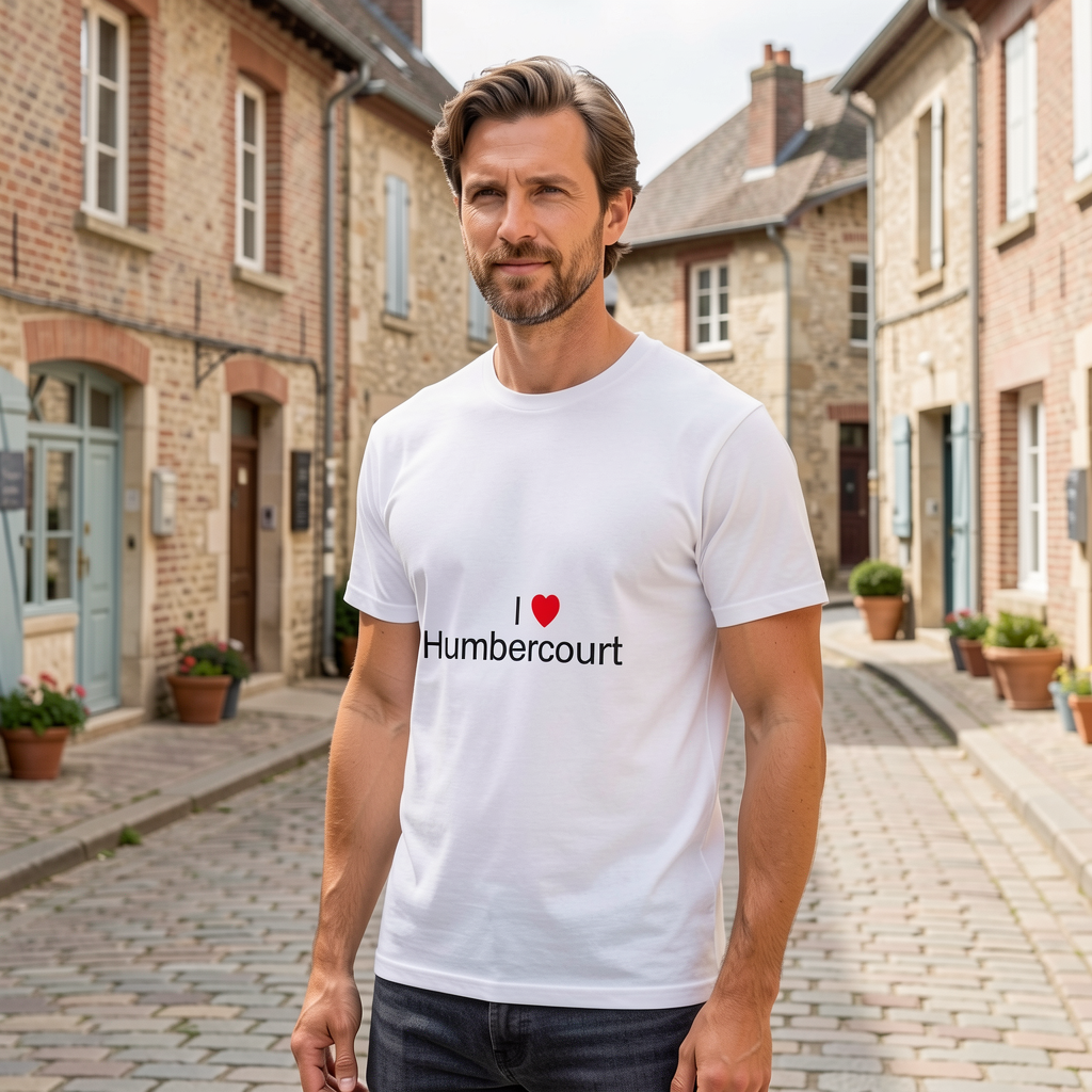 Photo portée du T-shirt I love humbercourt en décor Humbercourt