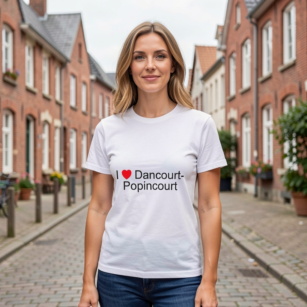 Photo portée du T-shirt I love dancourt-popincourt en décor Dancourt Popincourt