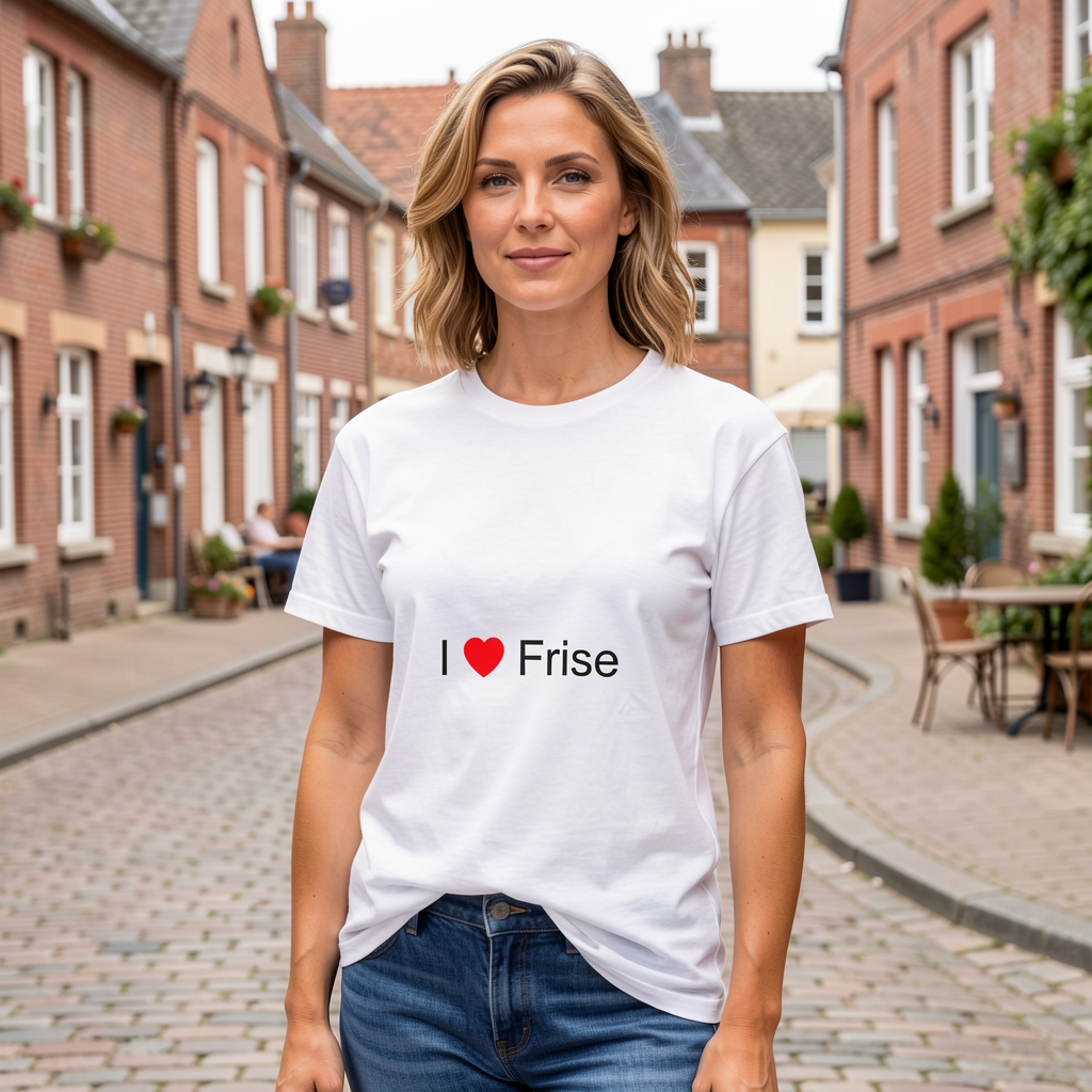Photo portée du T-shirt I love frise en décor Frise