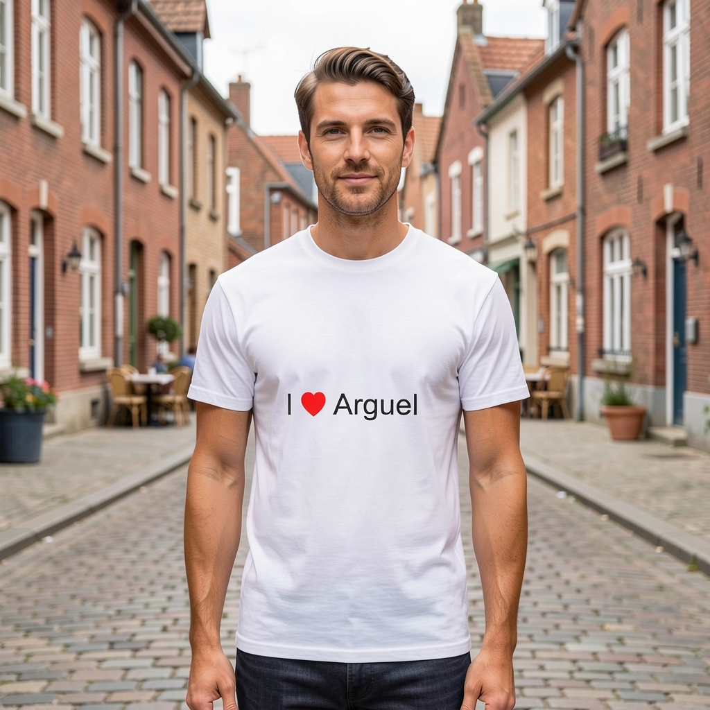 Photo portée du T-shirt I love arguel en décor Arguel