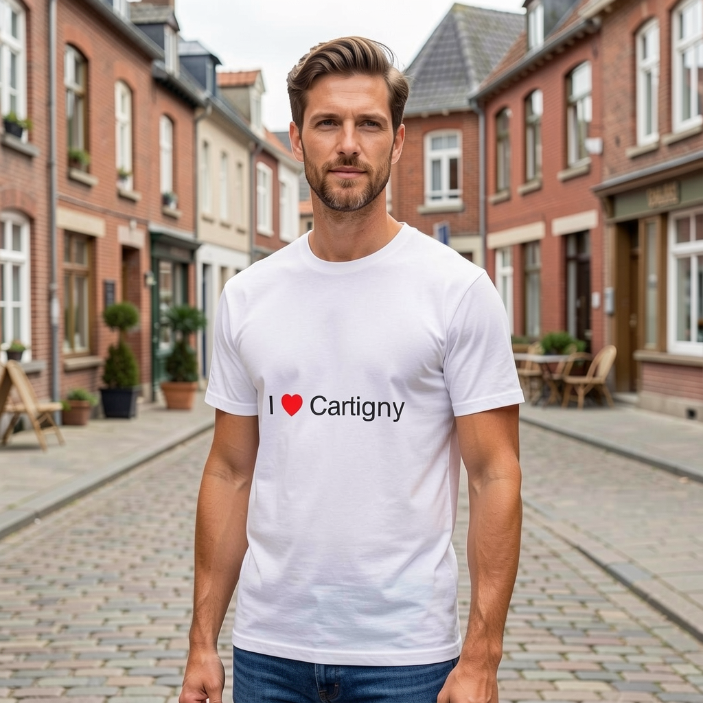 Photo portée du T-shirt I love cartigny en décor Cartigny