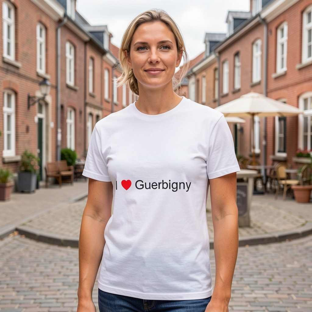 Photo portée du T-shirt I love guerbigny en décor