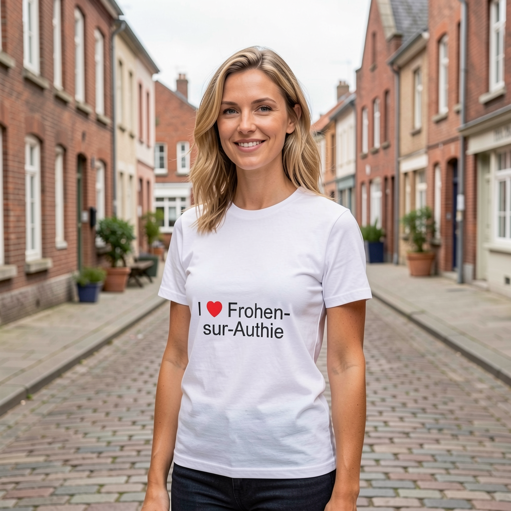 Photo portée du T-shirt I love frohen-sur-authie en décor Frohen Sur Authie