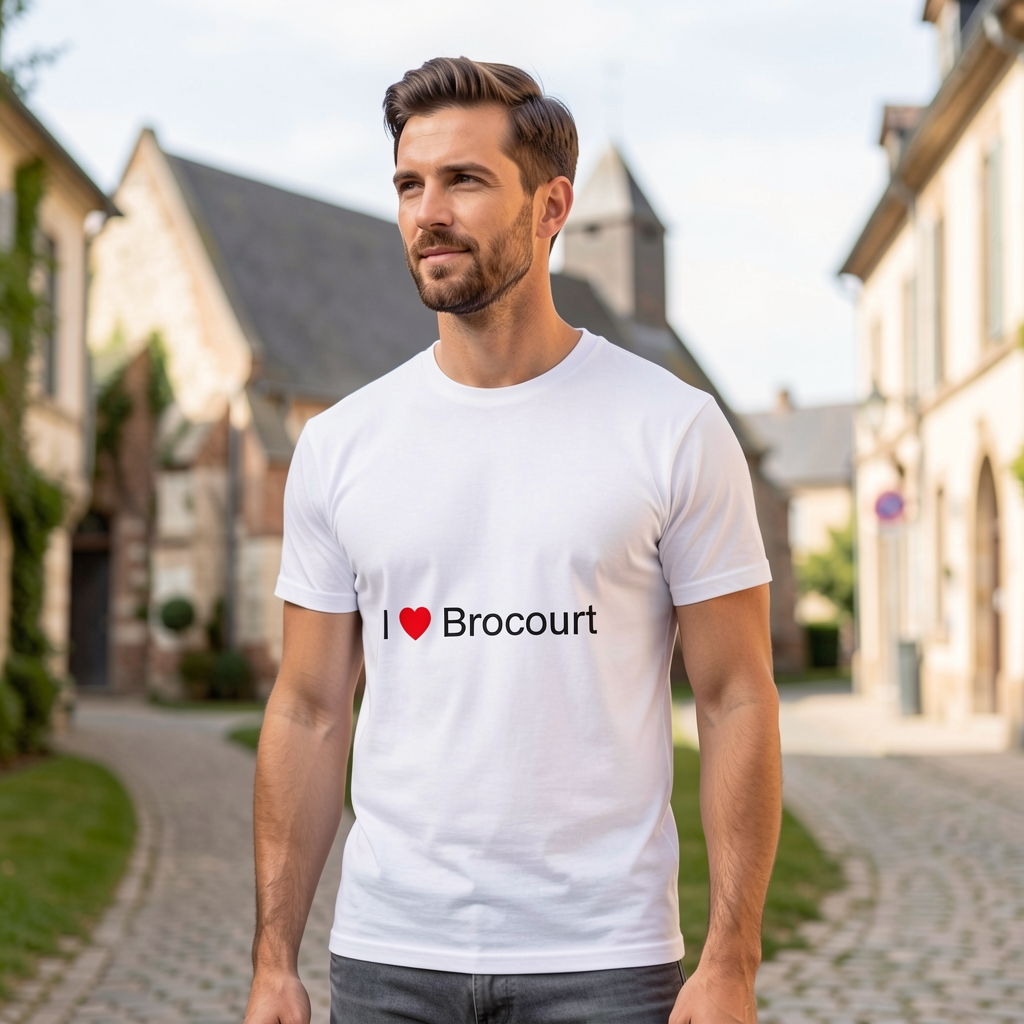Photo portée du T-shirt I love brocourt en décor Brocourt