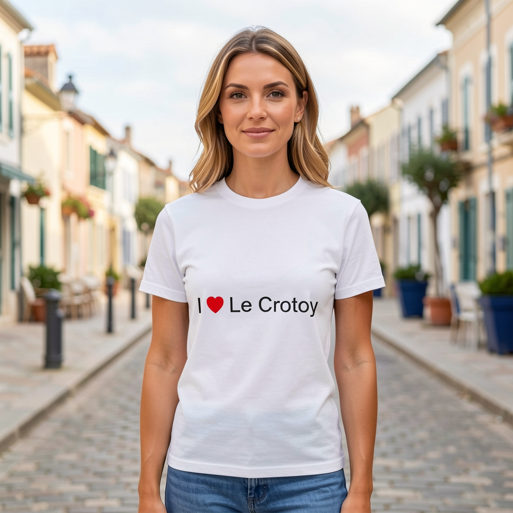 Photo portée du T-shirt I love le crotoy en décor le crotoy
