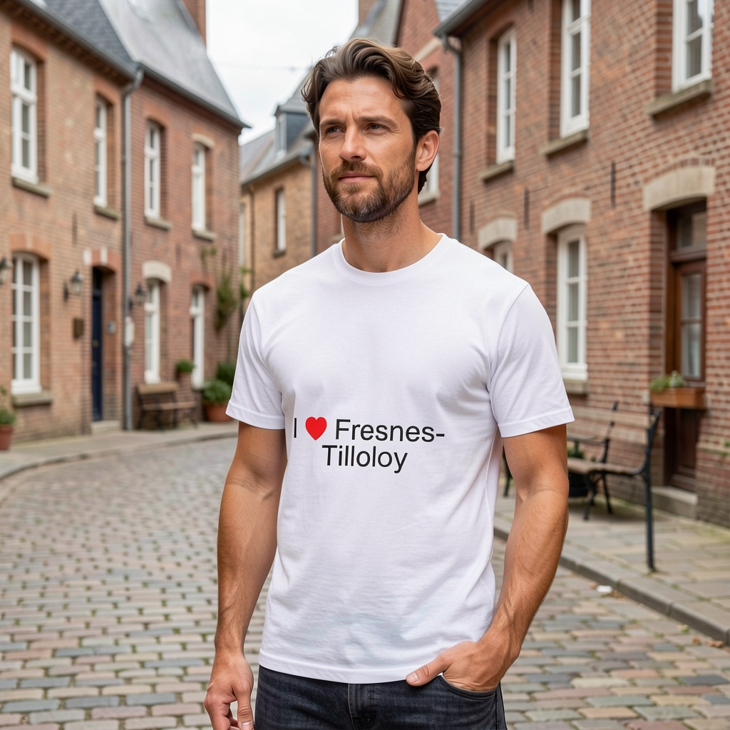 Photo portée du T-shirt I love fresnes-tilloloy en décor Fresnes Tilloloy