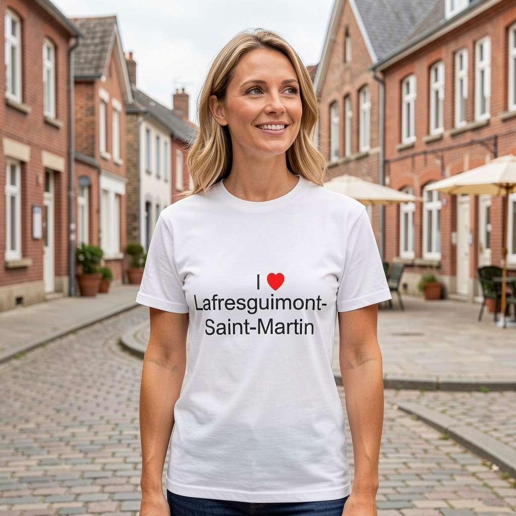 Photo portée du T-shirt I love lafresguimont-saint-martin en décor Lafresguimont Saint Martin