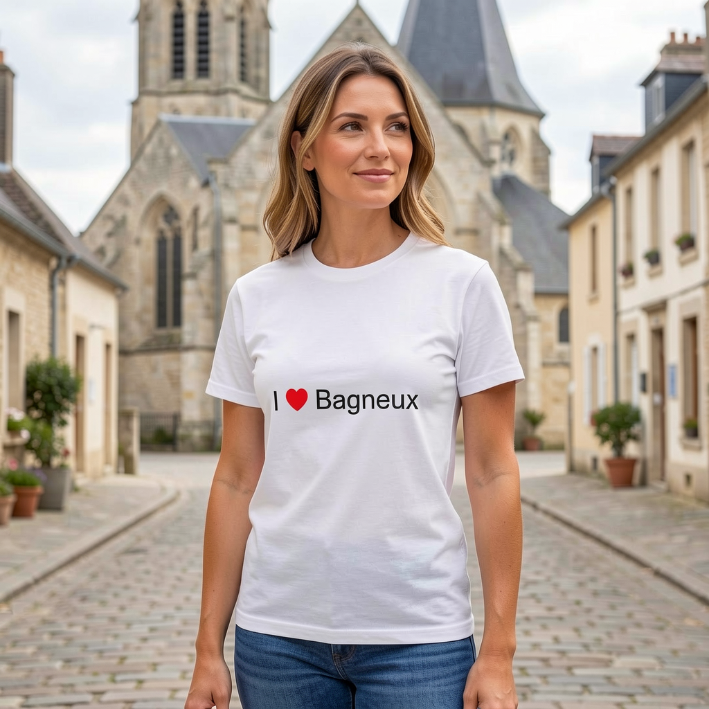 Photo portée du T-shirt I love bagneux en décor Bagneux