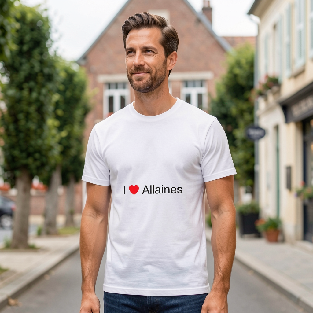 Photo portée du T-shirt I love allaines en décor Allaines