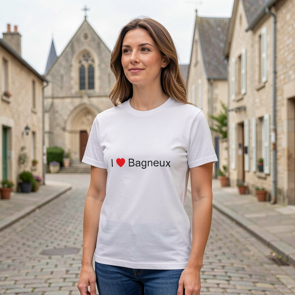 Photo portée du T-shirt I love bagneux en décor Bagneux