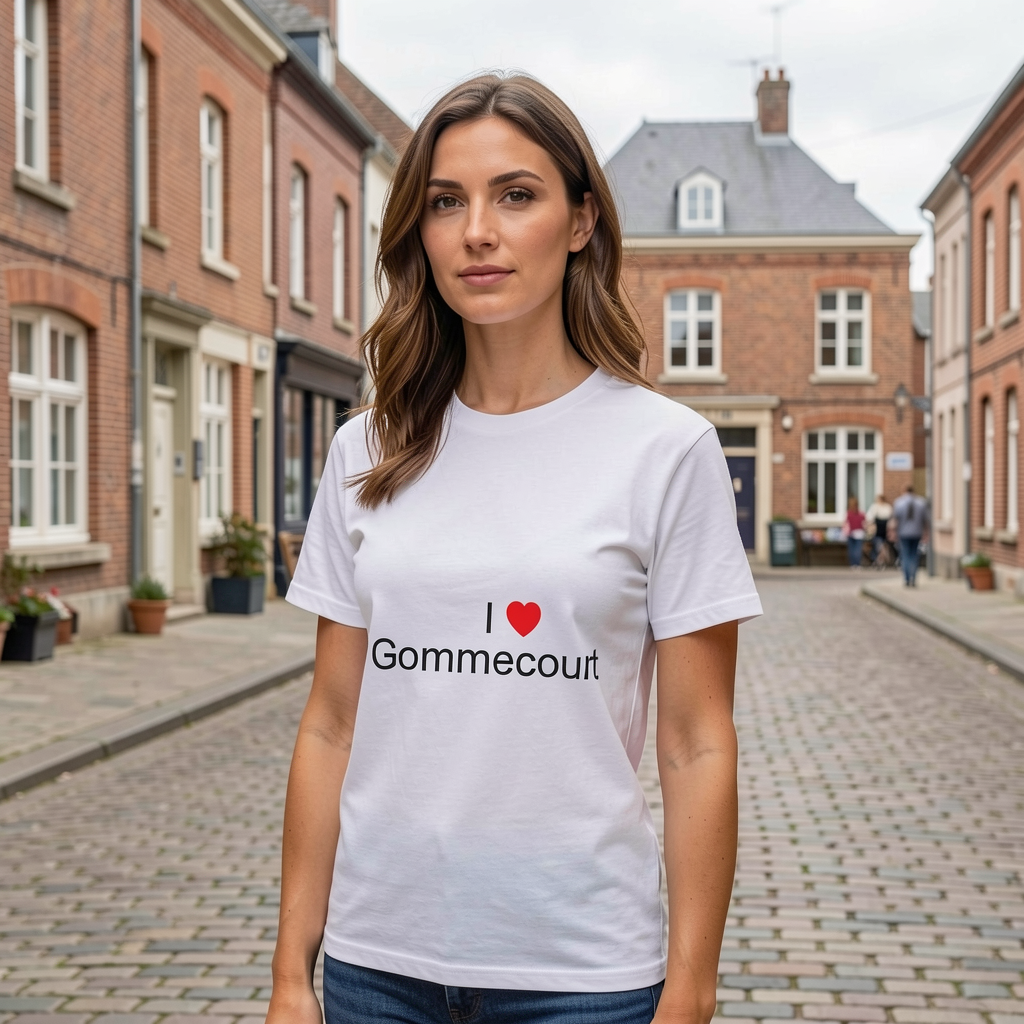 Photo portée du T-shirt I love gommecourt en décor Gommecourt