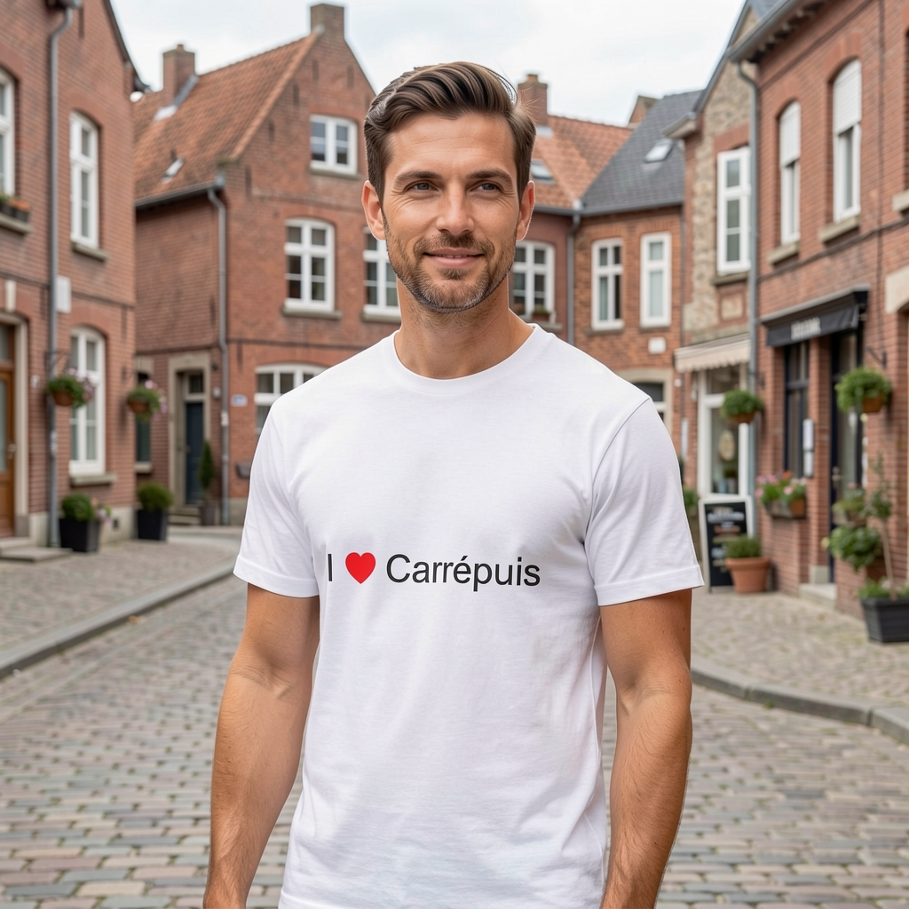 Photo portée du T-shirt I love carrépuis en décor Carrépuis