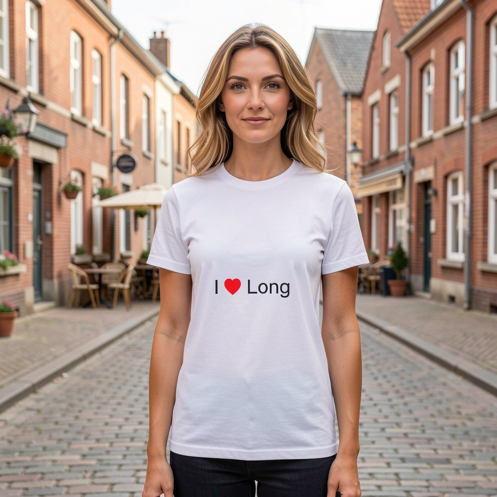 Photo portée du T-shirt I love long en décor Long